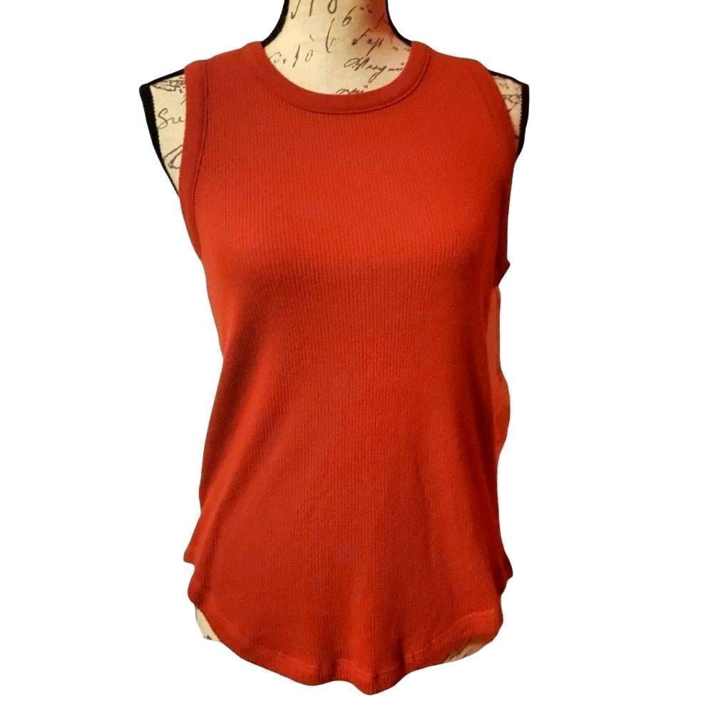 PJ Salvage Ladies Super Soft Ribbed Tank In Brick - Size Medium